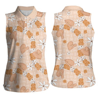 Hawaii Anthurium Tiare Pikake Lei Women Sleeveless Polo Shirt Alani Lauhala Art Pattern LT01 - Polynesian Pride