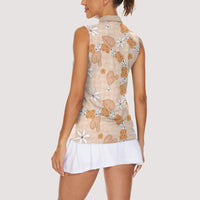 Hawaii Anthurium Tiare Pikake Lei Women Sleeveless Polo Shirt Alani Lauhala Art Pattern LT01 - Polynesian Pride