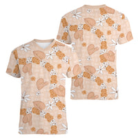 Hawaii Anthurium Tiare Pikake Lei Women V-Neck T-Shirt Alani Lauhala Art Pattern LT01 - Polynesian Pride