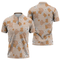 Hawaii Anthurium Tiare Pikake Lei Zipper Polo Shirt Alani Lauhala Art Pattern LT01 - Polynesian Pride