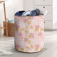 Hawaii Anthurium Tiare Pikake Lei Laundry Basket Akala Lauhala Art Pattern LT01 Pink - Polynesian Pride