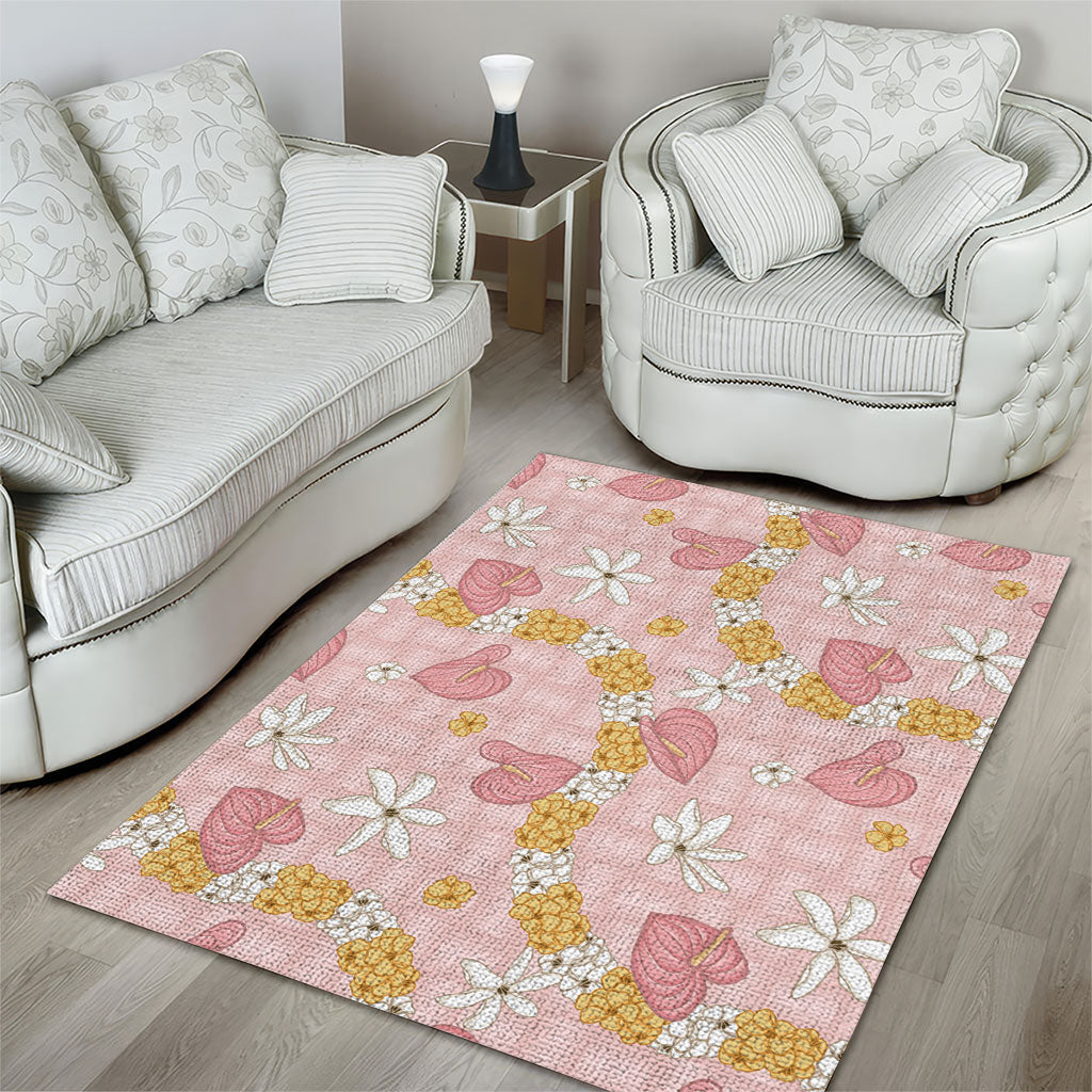 Hawaii Anthurium Tiare Pikake Lei Area Rug Akala Lauhala Art Pattern LT01 - Polynesian Pride