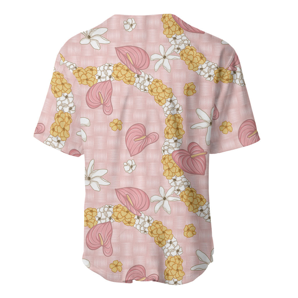 Hawaii Anthurium Tiare Pikake Lei Baseball Jersey Akala Lauhala Art Pattern