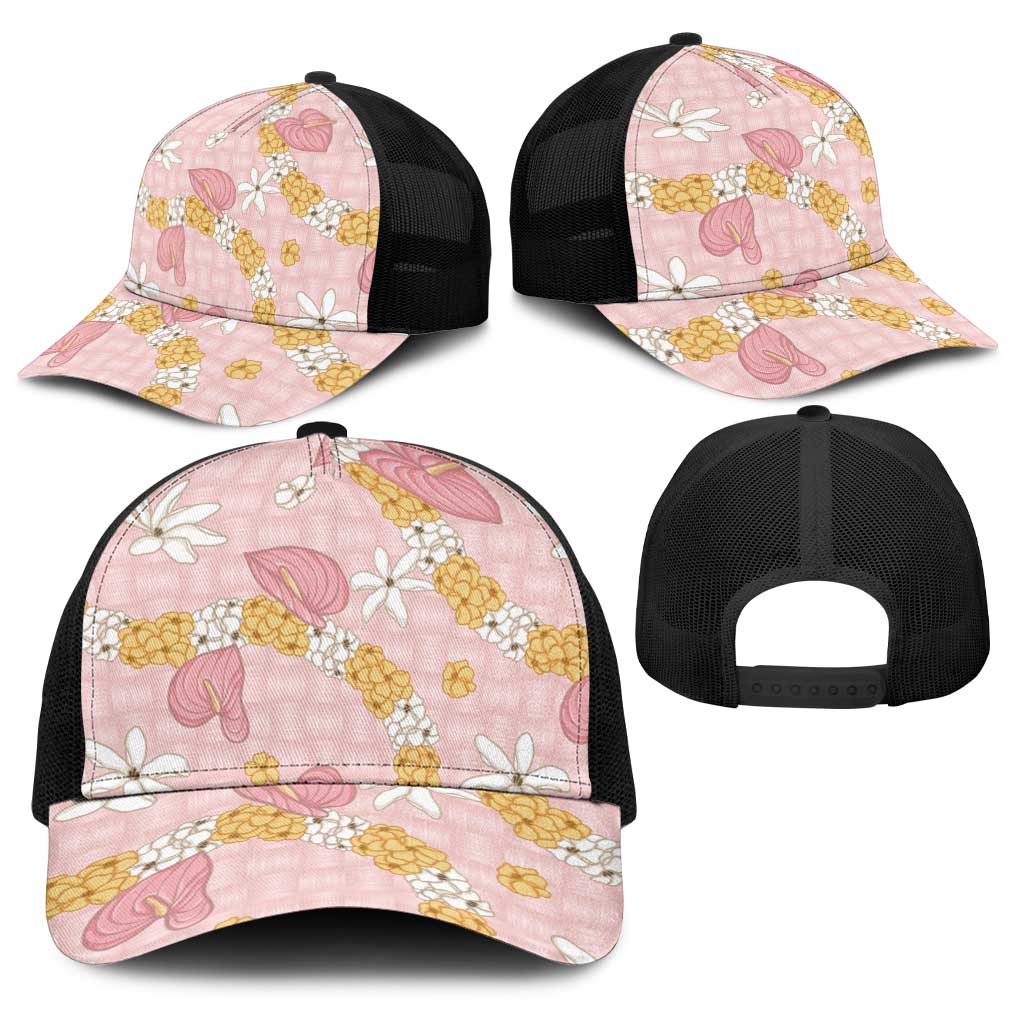 Hawaii Anthurium Tiare Pikake Lei Baseball Net Cap Akala Lauhala Art Pattern LT01 - Polynesian Pride