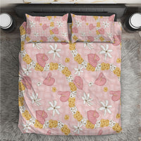 Hawaii Anthurium Tiare Pikake Lei Bedding Set Akala Lauhala Art Pattern LT01 Pink - Polynesian Pride