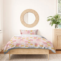 Hawaii Anthurium Tiare Pikake Lei Bedding Set Akala Lauhala Art Pattern LT01 - Polynesian Pride