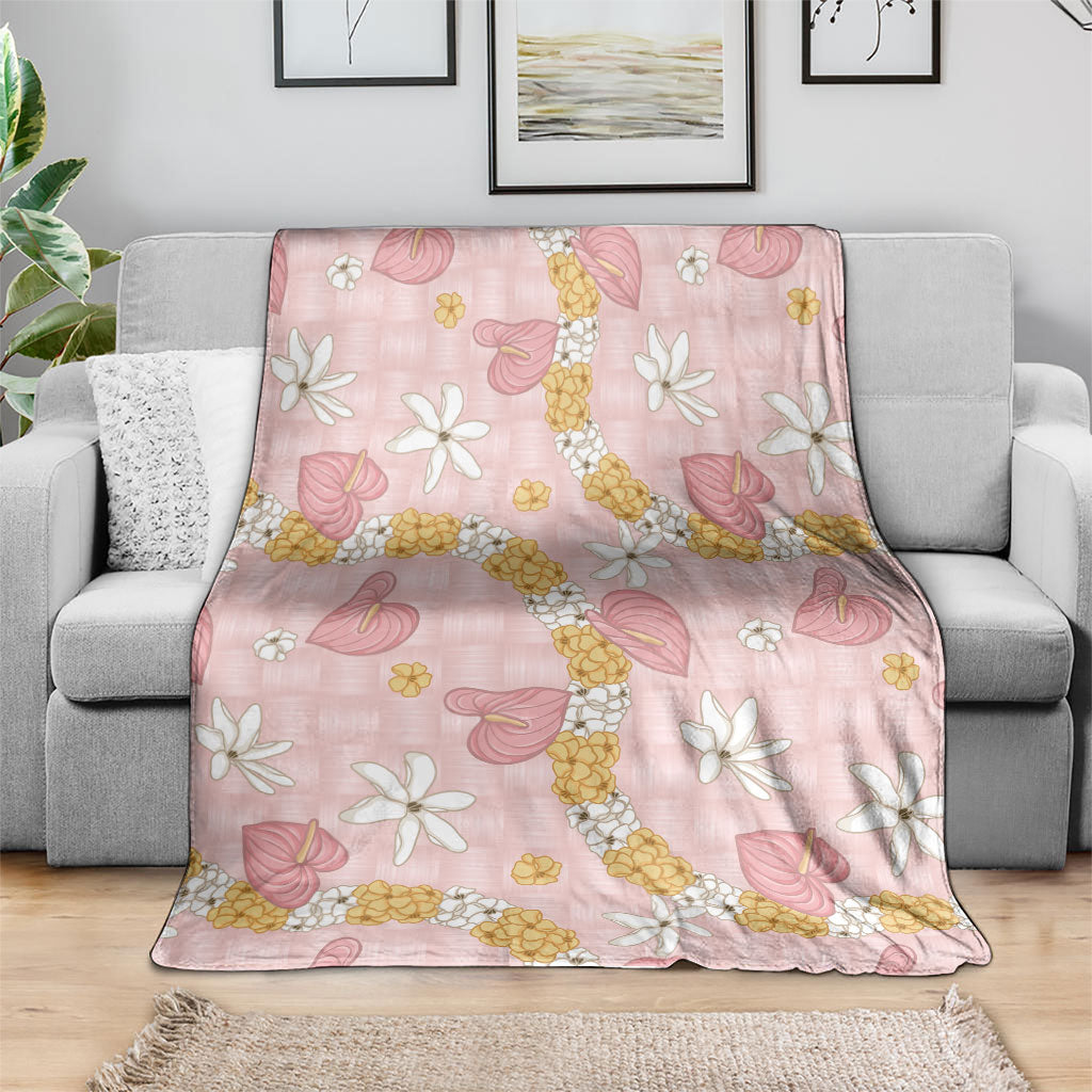 Hawaii Anthurium Tiare Pikake Lei Blanket Akala Lauhala Art Pattern LT01 - Polynesian Pride