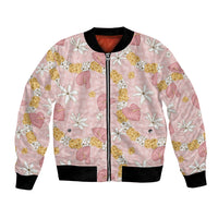 Hawaii Anthurium Tiare Pikake Lei Bomber Jacket Akala Lauhala Art Pattern LT01 Unisex Pink - Polynesian Pride