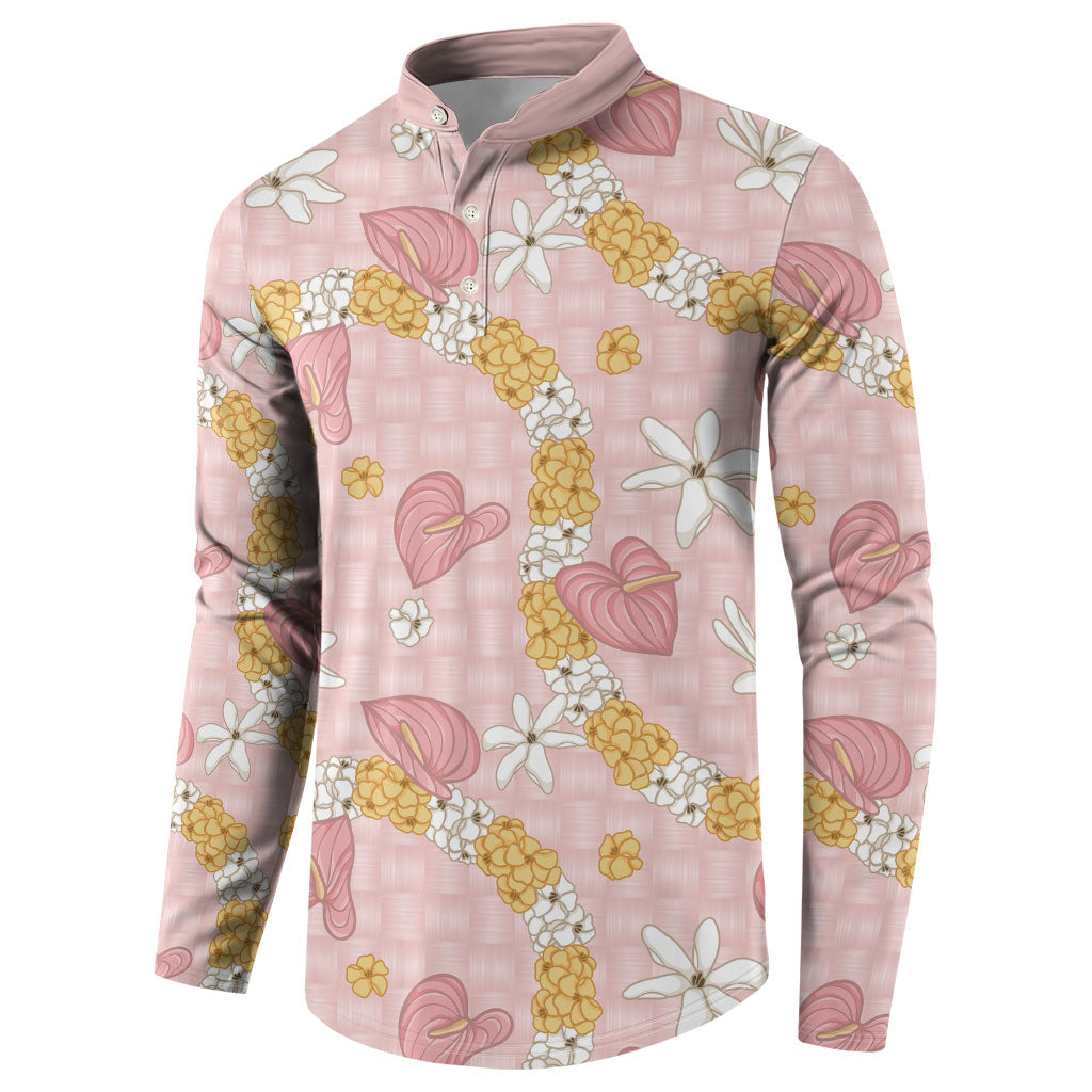 Hawaii Anthurium Tiare Pikake Lei Button Sweatshirt Akala Lauhala Art Pattern LT01 - Polynesian Pride