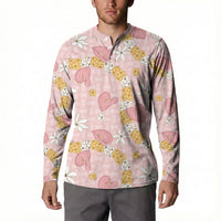 Hawaii Anthurium Tiare Pikake Lei Button Sweatshirt Akala Lauhala Art Pattern LT01 - Polynesian Pride