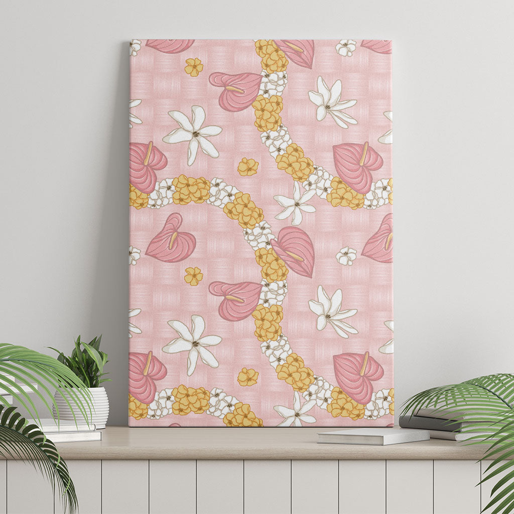 Hawaii Anthurium Tiare Pikake Lei Canvas Wall Art Akala Lauhala Art Pattern LT01 - Polynesian Pride