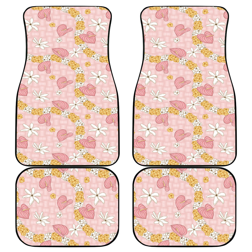 Hawaii Anthurium Tiare Pikake Lei Car Mats Akala Lauhala Art Pattern LT01 - Polynesian Pride