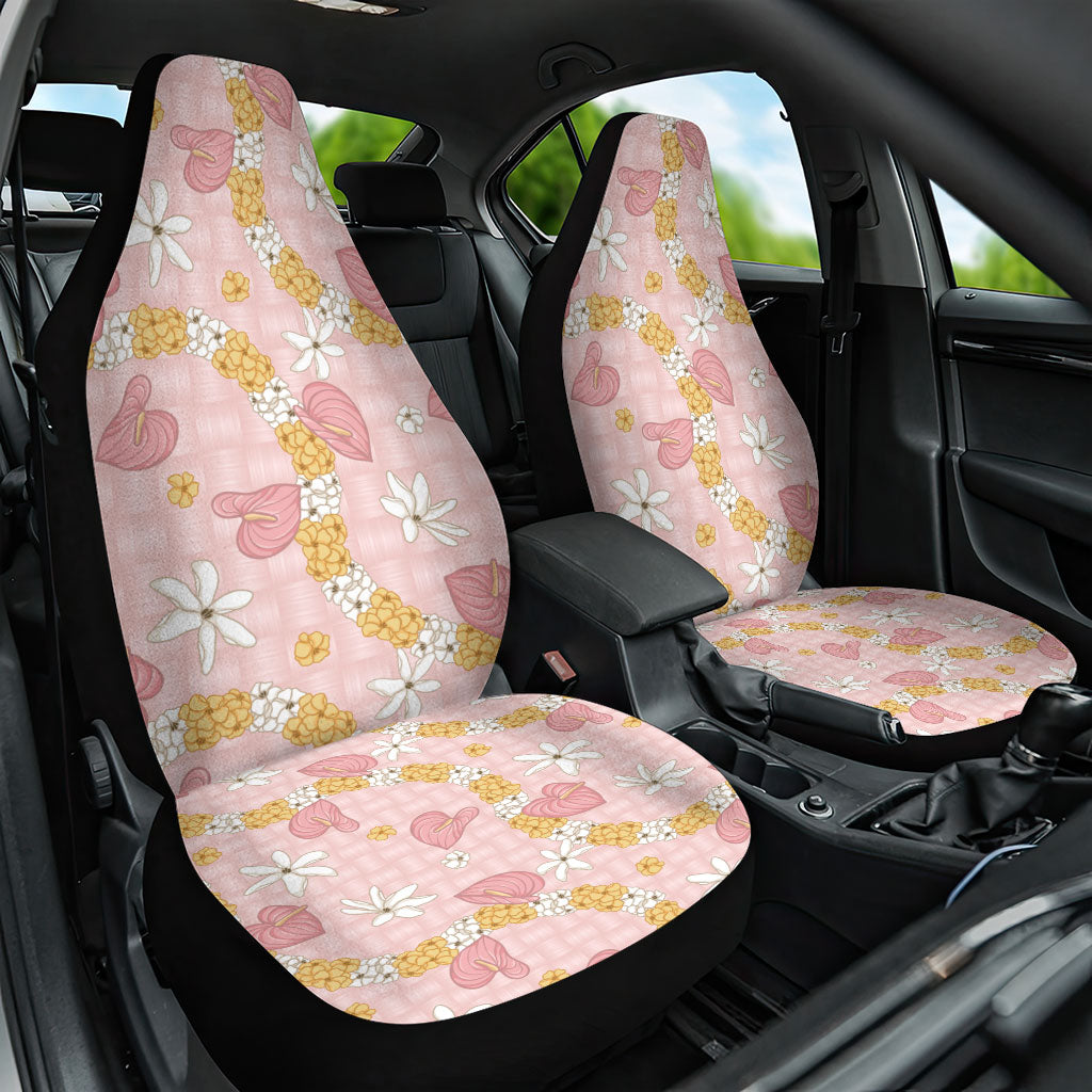 Hawaii Anthurium Tiare Pikake Lei Car Seat Cover Akala Lauhala Art Pattern