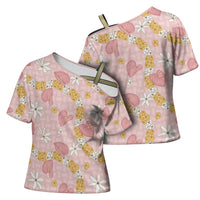 Hawaii Anthurium Tiare Pikake Lei Cross Shoulder Shirt Akala Lauhala Art Pattern LT01 - Polynesian Pride