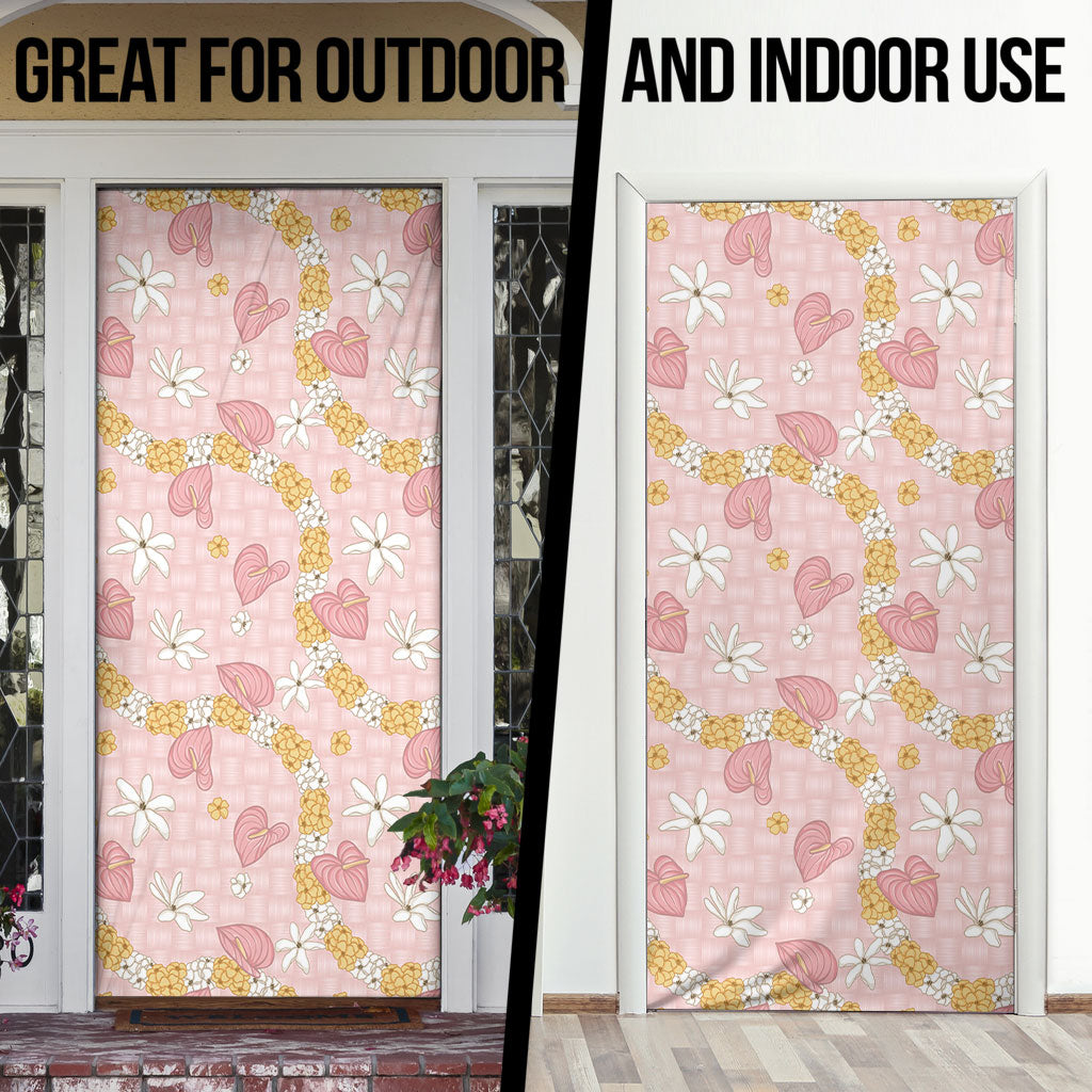 Hawaii Anthurium Tiare Pikake Lei Door Cover Akala Lauhala Art Pattern LT01 - Polynesian Pride