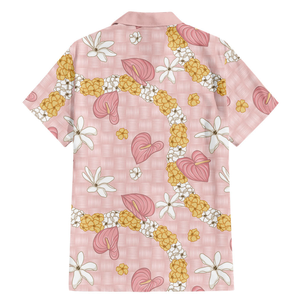 Hawaii Anthurium Tiare Pikake Lei Family Matching Off The Shoulder Long Sleeve Dress and Hawaiian Shirt Akala Lauhala Art Pattern