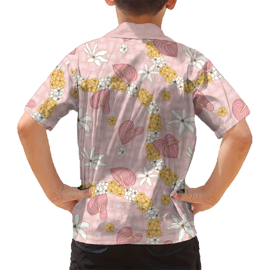 Hawaii Anthurium Tiare Pikake Lei Family Matching Short Sleeve Bodycon Dress and Hawaiian Shirt Akala Lauhala Art Pattern