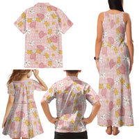 Hawaii Anthurium Tiare Pikake Lei Family Matching Tank Maxi Dress and Hawaiian Shirt Akala Lauhala Art Pattern