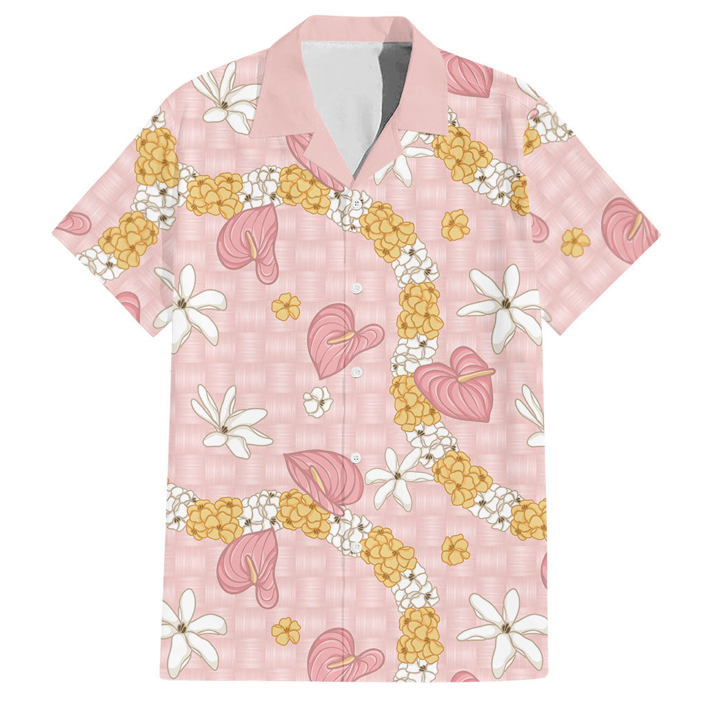 Hawaii Anthurium Tiare Pikake Lei Hawaiian Shirt Akala Lauhala Art Pattern LT01 Pink - Polynesian Pride