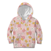 Hawaii Anthurium Tiare Pikake Lei Kid Hoodie Akala Lauhala Art Pattern LT01 Hoodie Pink - Polynesian Pride