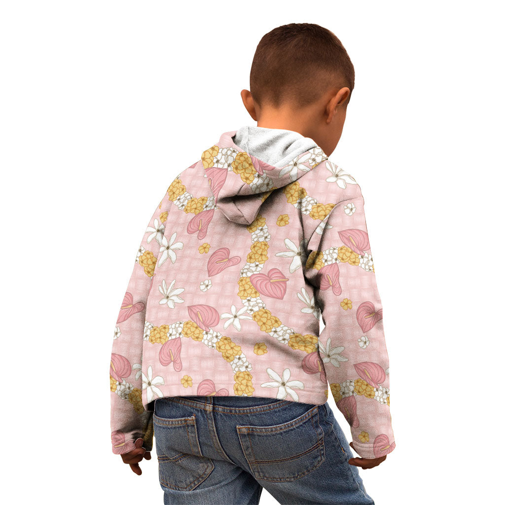 Hawaii Anthurium Tiare Pikake Lei Kid Hoodie Akala Lauhala Art Pattern LT01 - Polynesian Pride