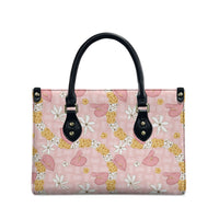 Hawaii Anthurium Tiare Pikake Lei Leather Bag Akala Lauhala Art Pattern