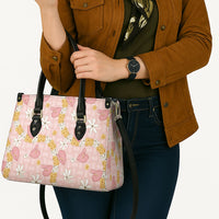 Hawaii Anthurium Tiare Pikake Lei Leather Bag Akala Lauhala Art Pattern
