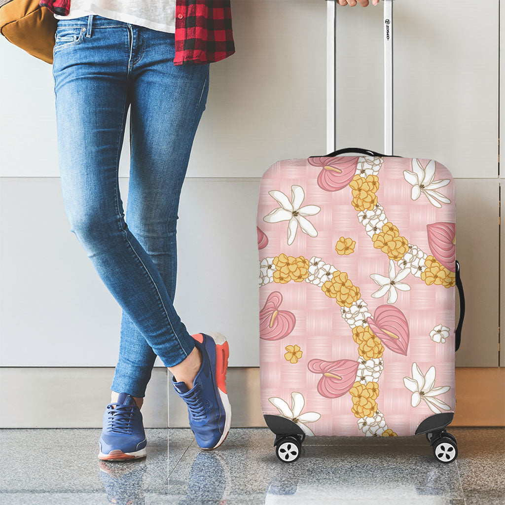 Hawaii Anthurium Tiare Pikake Lei Luggage Cover Akala Lauhala Art Pattern LT01 - Polynesian Pride