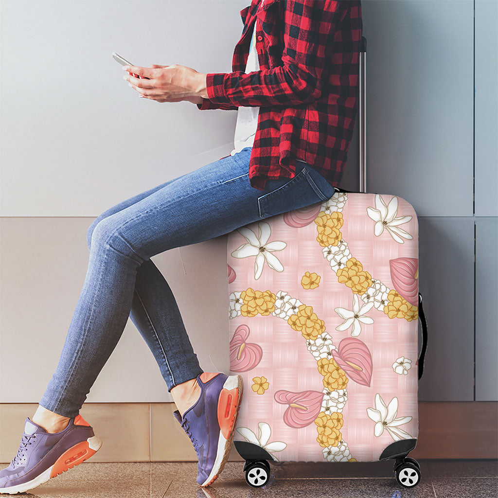 Hawaii Anthurium Tiare Pikake Lei Luggage Cover Akala Lauhala Art Pattern LT01 - Polynesian Pride