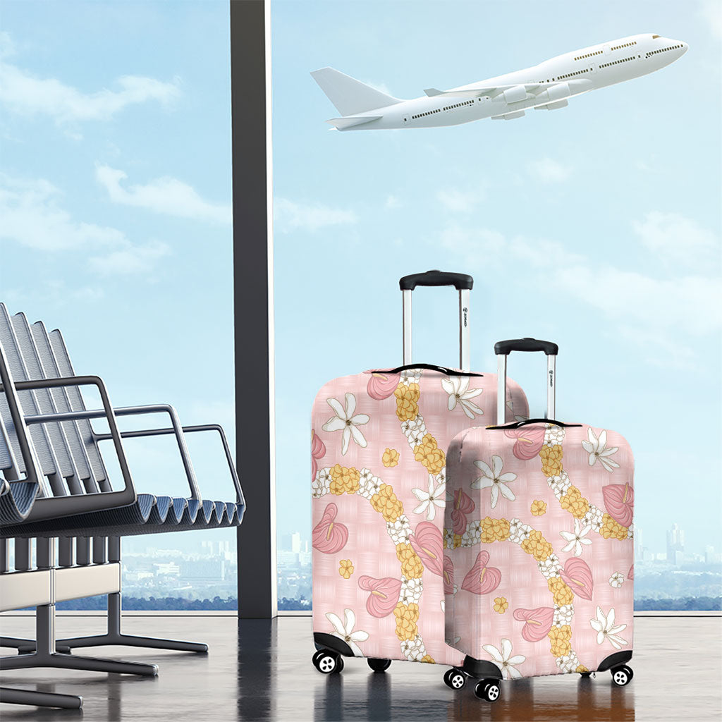 Hawaii Anthurium Tiare Pikake Lei Luggage Cover Akala Lauhala Art Pattern LT01 - Polynesian Pride