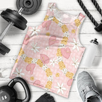 Hawaii Anthurium Tiare Pikake Lei Men Tank Top Akala Lauhala Art Pattern LT01 - Polynesian Pride