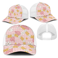 Hawaii Anthurium Tiare Pikake Lei Mesh Trucker Cap Akala Lauhala Art Pattern LT01 - Polynesian Pride