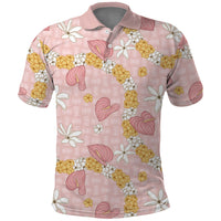 Hawaii Anthurium Tiare Pikake Lei Polo Shirt Akala Lauhala Art Pattern