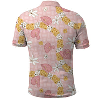 Hawaii Anthurium Tiare Pikake Lei Polo Shirt Akala Lauhala Art Pattern