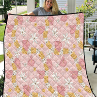 Hawaii Anthurium Tiare Pikake Lei Quilt Akala Lauhala Art Pattern LT01 Pink - Polynesian Pride