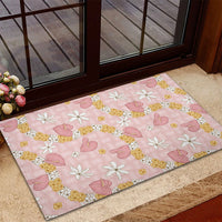 Hawaii Anthurium Tiare Pikake Lei Rubber Doormat Akala Lauhala Art Pattern LT01 - Polynesian Pride