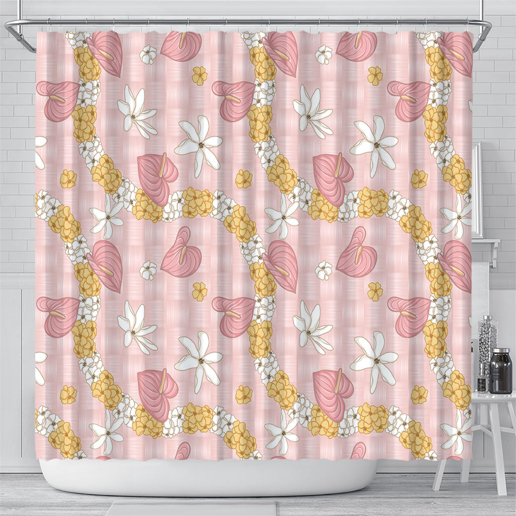 Hawaii Anthurium Tiare Pikake Lei Shower Curtain Akala Lauhala Art Pattern LT01 - Polynesian Pride