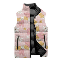 Hawaii Anthurium Tiare Pikake Lei Sleeveless Puffer Jacket Akala Lauhala Art Pattern LT01 - Polynesian Pride