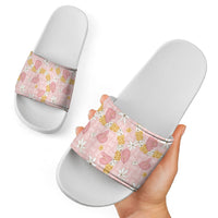 Hawaii Anthurium Tiare Pikake Lei Slide Sandals Akala Lauhala Art Pattern LT01 - Polynesian Pride