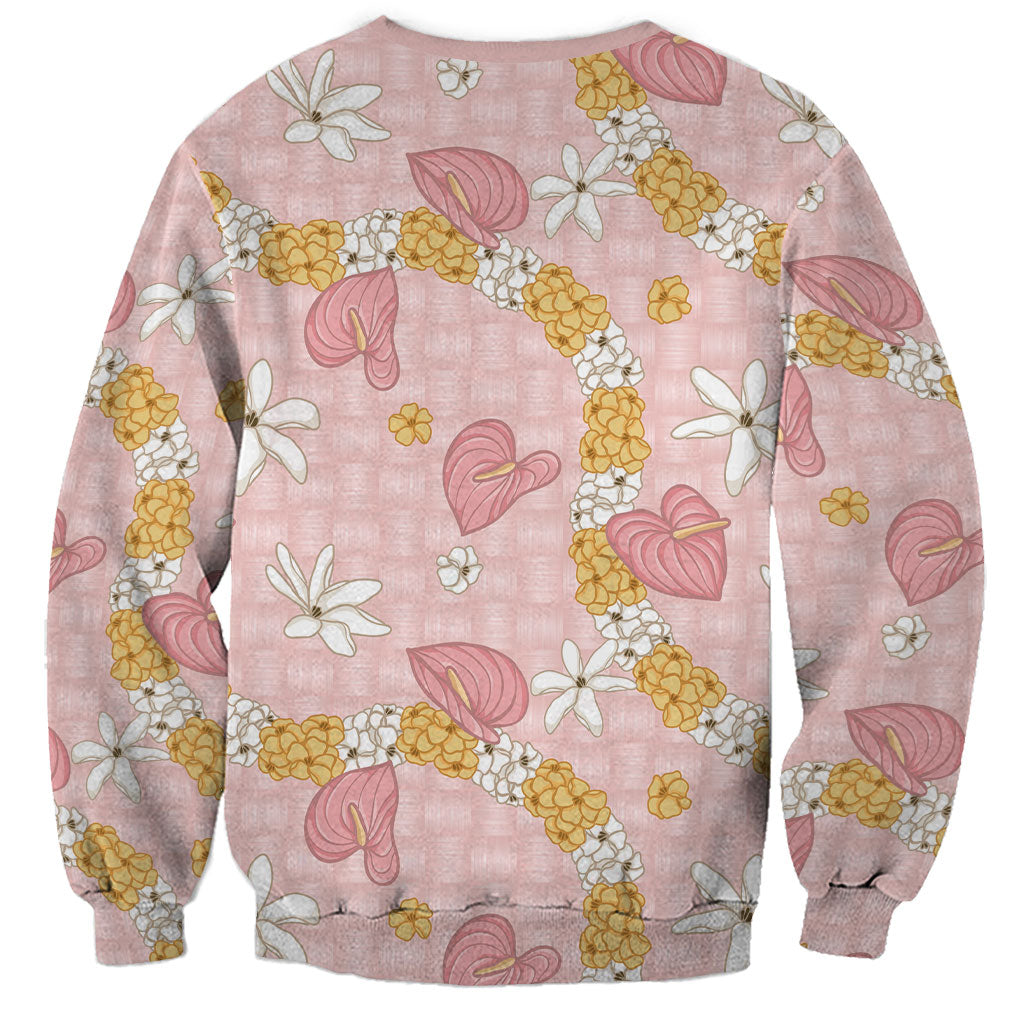 Hawaii Anthurium Tiare Pikake Lei Sweatshirt Akala Lauhala Art Pattern LT01 - Polynesian Pride