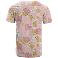 Hawaii Anthurium Tiare Pikake Lei T Shirt Akala Lauhala Art Pattern LT01 - Polynesian Pride