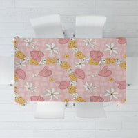 Hawaii Anthurium Tiare Pikake Lei Tablecloth Akala Lauhala Art Pattern LT01 Pink - Polynesian Pride