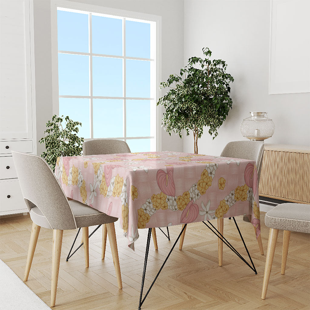 Hawaii Anthurium Tiare Pikake Lei Tablecloth Akala Lauhala Art Pattern LT01 - Polynesian Pride