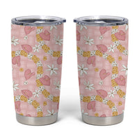 Hawaii Anthurium Tiare Pikake Lei Tumbler Cup Akala Lauhala Art Pattern LT01 Pink - Polynesian Pride