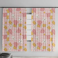 Hawaii Anthurium Tiare Pikake Lei Window Curtain Akala Lauhala Art Pattern LT01 With Hooks Pink - Polynesian Pride
