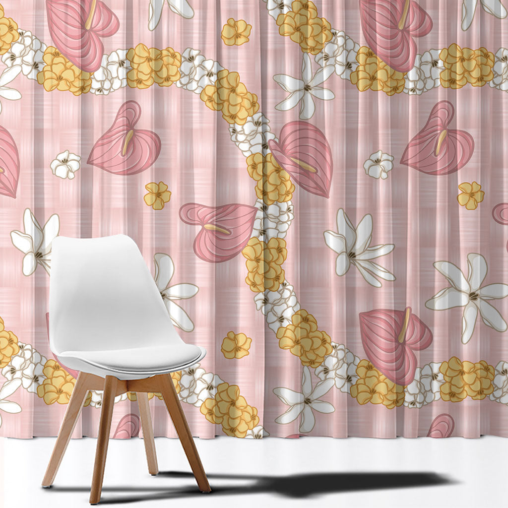 Hawaii Anthurium Tiare Pikake Lei Window Curtain Akala Lauhala Art Pattern LT01 - Polynesian Pride