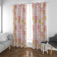 Hawaii Anthurium Tiare Pikake Lei Window Curtain Akala Lauhala Art Pattern LT01 With Grommets Pink - Polynesian Pride