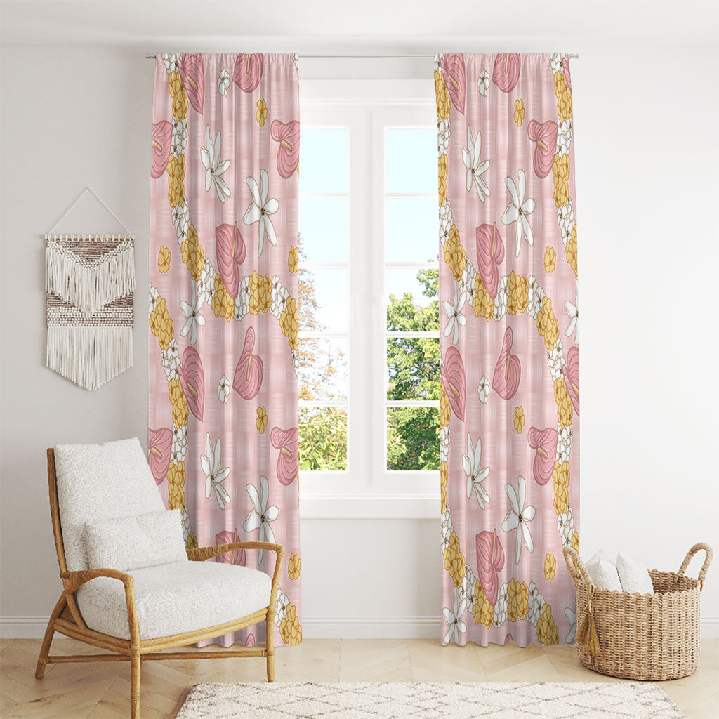 Hawaii Anthurium Tiare Pikake Lei Window Curtain Akala Lauhala Art Pattern LT01 - Polynesian Pride