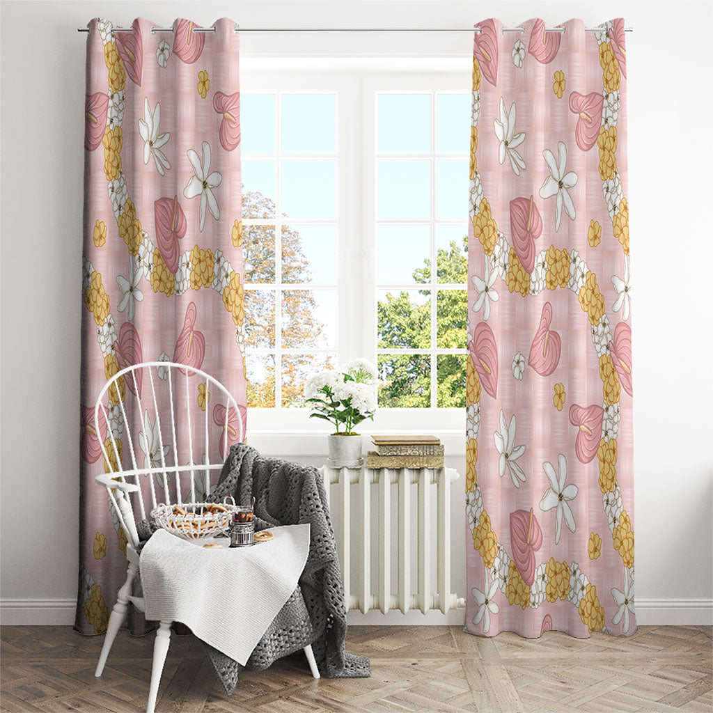Hawaii Anthurium Tiare Pikake Lei Window Curtain Akala Lauhala Art Pattern LT01 - Polynesian Pride