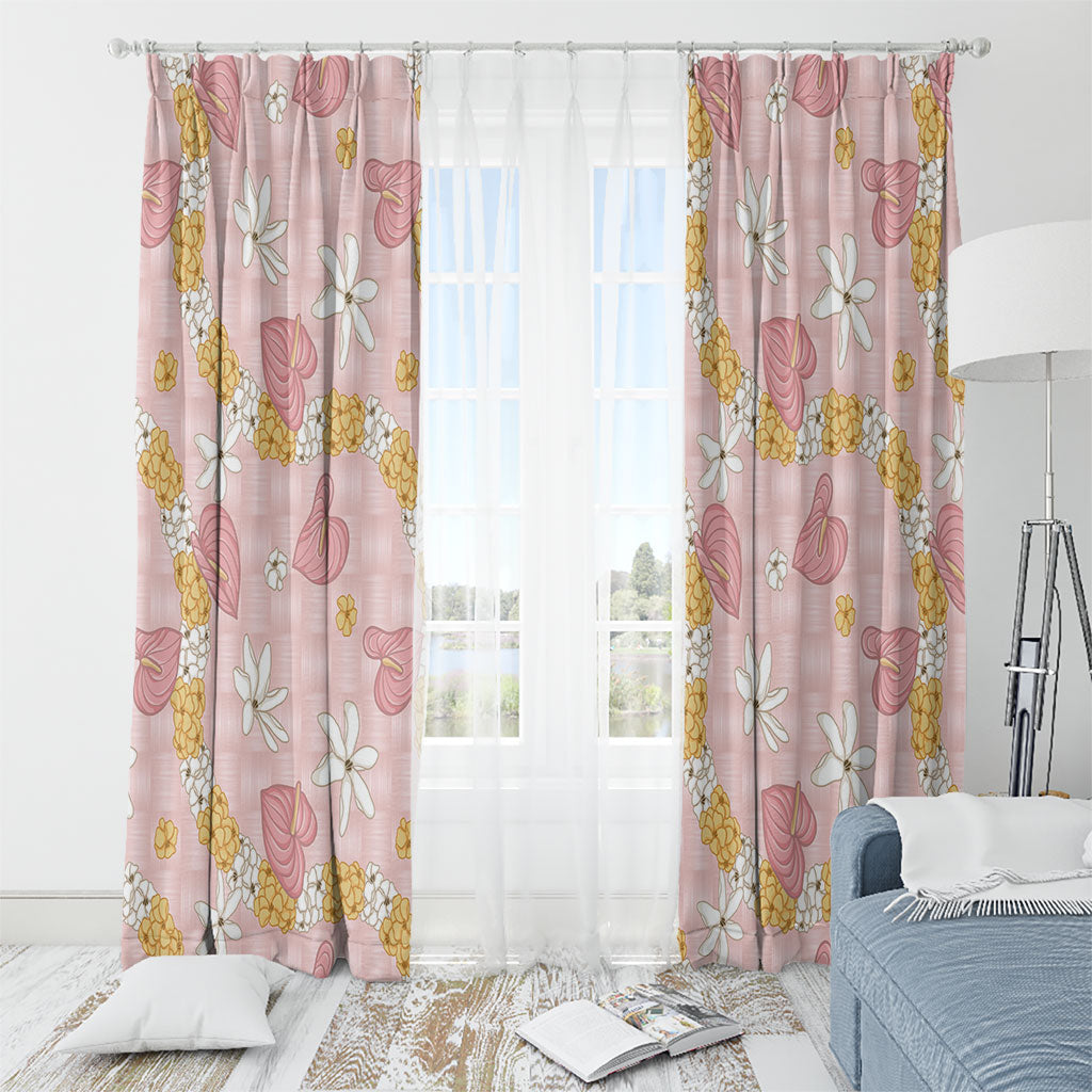 Hawaii Anthurium Tiare Pikake Lei Window Curtain Akala Lauhala Art Pattern LT01 - Polynesian Pride